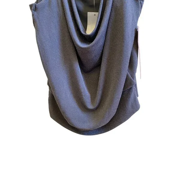 Shimmering Gray Glitter Cowl Neck Spaghetti Strap Tank Top XL By Crave Fame - Picture 3 of 4